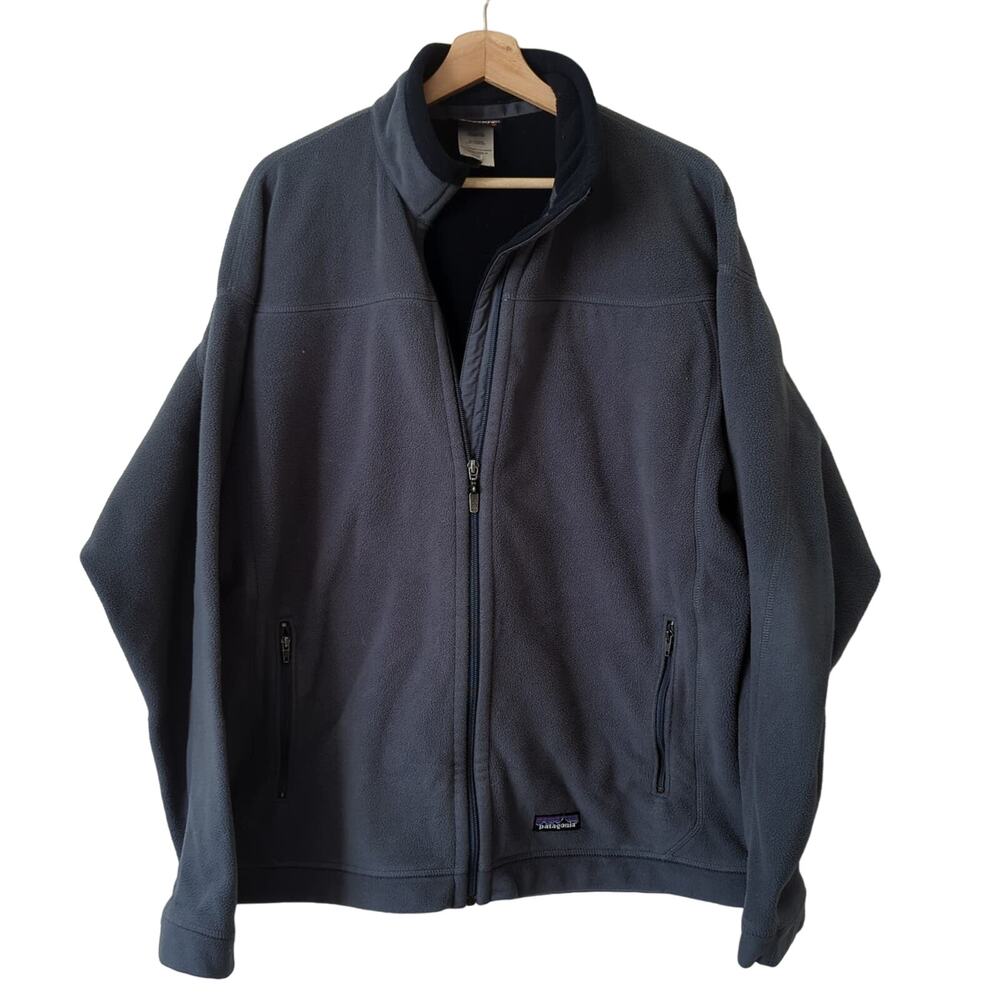 Vintage Patagonia Men's Synchilla Fleece Windproof Jacket Blue Gray Heavy Large